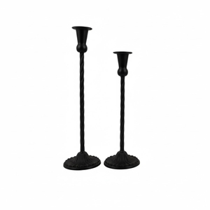 Modern Design Silver Metal <b>Taper</b> <b>Candle</b> Holder Set Of 2 High Quality Aluminium Tabletop Candlestick Holders For Home And Wedding - Product Image 4