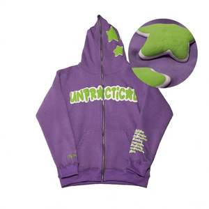 Sudadera con Capucha Unisex de Poliéster/Algodón, con Cierre, Corte Regular, Estampado 3D con Letras en Relieve, Antiarrugas, Estilo Urbano, Talla Grande, para Otoño, con Logotipo Personalizado - Product Image 3