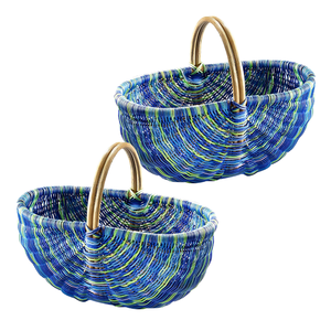 Cesta de picnic rústica de ratán de Vietnam con asas resistentes para cargas pesadas de verduras - Product Image 1