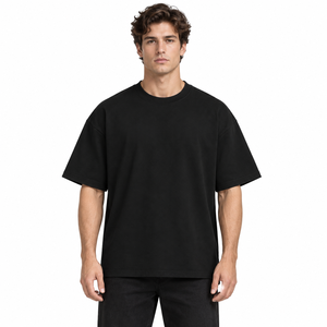 T-shirt Homme Personnalisé 240 GSM en Coton Tricoté Épais 100% Coton, Coupe Oversize Respirante, Style Streetwear, Modèle Vierge pour Marque Privée - Product Image 1