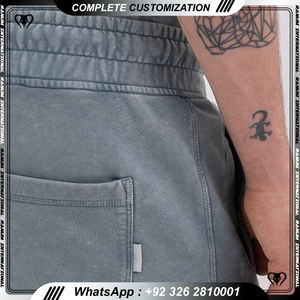 100% coton lavé à l'acide Shorts avec poches latérales hommes coupe décontractée blanc Vintage lavé à la neige Shorts lourds - Product Image 2