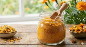 Poudre de feuilles de souci orange naturelle pure certifiée, cultivée à l'état sauvage, en vrac pour la santé et l'alimentation saine - Product Image 5