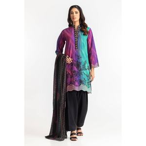 Traje Casual de 3 Piezas para Mujer, Estampado Khaddar, con Accesorios Multiestilo - Product Image 5