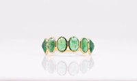 Tendance 100% pierre de naissance naturelle émeraude tanzanite pierre précieuse naturelle 18K or jaune pur empilable anneaux d'éternité pour son OEM