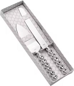 Juego de cuchillos y servidor de pastel de metal chapado en oro moderno Juego de cuchillo y servicio de pastel de boda de cumpleaños - Product Image 5