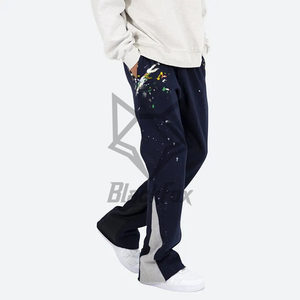 Pantalon de survêtement en coton vierge épais pour hommes, style décontracté, taille moyenne, droit, teint uni. - Product Image 2