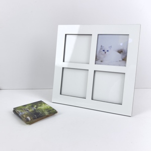 Cornice Fotografica in Legno MDF Personalizzata Fai-da-Te con Logo, <span class=keywords><strong>4</strong></span> Inserti in Acrilico, Pannello Vuoto per Sublimazione, Impermeabile ed Ecologico per la Casa - Product Image 2