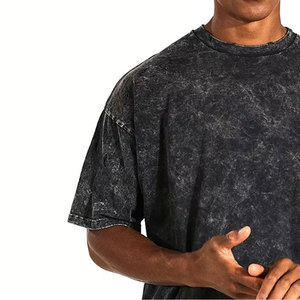 เสื้อยืดสำหรับผู้ชายทรงโอเวอร์ไซส์ซักได้สำหรับผู้ชายเสื้อยืดซักแบบเป็นกรดขนาดใหญ่พิเศษพิมพ์โลโก้ได้ตามต้องการ - Product Image 4