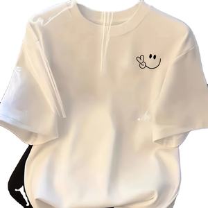 Camiseta de cuello redondo de gran tamaño personalizada 2025 230 gramos de peso pesado de punto de manga corta con estampado Digital Puff gráfico Simple - Product Image 1