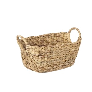 Cesta de Almacenamiento Redonda Moderna de Jacinto de Agua 100% Natural de Color Amarillo Oscuro con Asas Flexibles, Ecológica y Sostenible para Uso Doméstico - Product Image 6