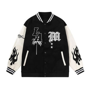 Chaqueta universitaria unisex con cuello levantado y bordado de letras para hombre, abrigos informales de estilo béisbol, lona de invierno con capucha acolchada - Product Image 4