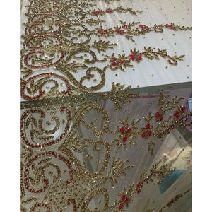 Fabrication indienne de tissu de luxe en dentelle Tissu de luxe en dentelle brodée 3D pour robe de soirée - Product Image 5