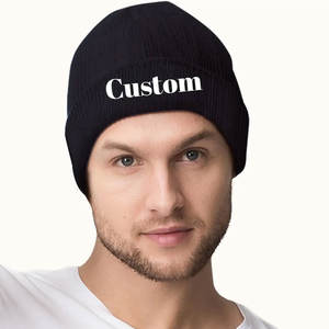 Moda al por mayor nuevo logotipo bordado personalizado Color sólido fibra acrílica cálido gorro de invierno con logotipo personalizado gorro de punto gorros cálidos - Product Image 4