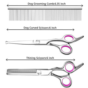 Professionnel 8 pouces haute qualité ciseaux de toilettage pour animaux de compagnie ensemble incurvé chiot chiens cheveux amincissement cisailles caractéristiques réutilisables - Product Image 6