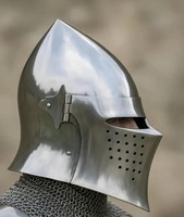 Casco Medieval de Caballero Hecho a Mano en Acero al Carbono, Réplica de Armadura de Cruzado, Color Personalizado, Impresión Offset, para Reenactamiento
