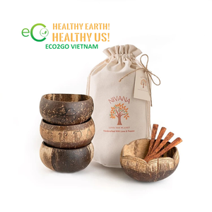 100% bols en coquille de noix de coco faits à la main respectueux de l'environnement naturel brut fabriqué sur mesure au Vietnam technique polie emballage en Carton - Product Image 5