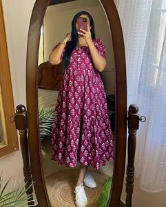 ชุดเดรสผ้าไหมพิมพ์ลายดอกไม้สำหรับผู้หญิงชุดเดรสวันพีซแขนยาวสไตล์ salwar สำหรับผู้ใหญ่ - Product Image 1