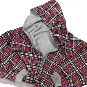 Sudadera con capucha personalizada a cuadros, Sudadera con capucha de franela Reversible para hombre, sudadera con cremallera Reversible para hombre, sudaderas con cremallera de calle de gran tamaño 2025 - Product Image 5