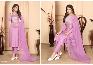 Premium Rayon Heavy Sequence bordado mujeres Kurtis pantalón con Dupatta vestidos casuales para exportación venta - Product Image 4