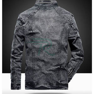 แจ็กเก็ตแนววินเทจของผู้ชายเสื้อแจ็กเก็ตผ้ายีนส์ฟอกสีแบบคลาสสิก - Product Image 4