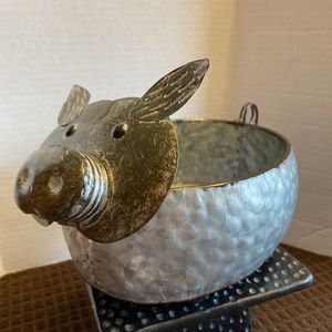 Pot de jardinière de cochon en métal galvanisé de haute qualité paniers en argent baignoires à fleurs carrées panier de jardinière en forme de cochon - Product Image 5