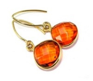 Pendientes de plata de ley 925 con forma de pera y GEMA de citrino, novedad - Product Image 1