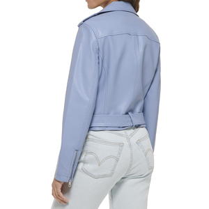 แจ็กเก็ตหนังแท้ระบายอากาศได้ดีสำหรับผู้หญิงดีไซน์ปักโลโก้ผ้าฝ้ายทอ - Product Image 6