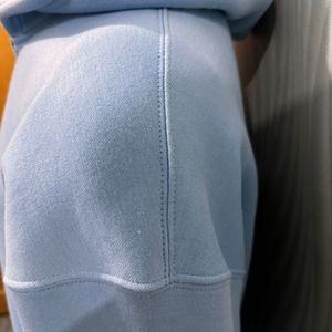 Sweats à capuche à fermeture éclair en bleu ciel hivernal, fils fins, sur mesure, 100% coton, taille américaine, tissu molletonné français, style vintage de rue - Product Image 6