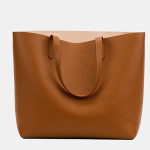 Bolsos de hombro de gran capacidad de cuero genuino para mujer, bolsos de mano Vintage Crazy Horse Leather Tote Bag - Product Image 1