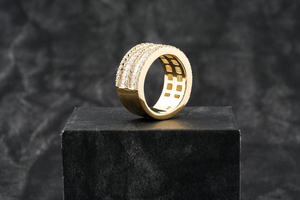 Venta caliente Iced Out Hip Hop 925 Anillo de diamante de corte brillante redondo de moissanita de plata esterlina para hombres con claridad VVS mejorada - Product Image 3