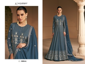 Las secuencias de bordado de desgaste tradicional indio funcionan con Choli Back Side Work Almora Salwar Kameez Suit - Product Image 2