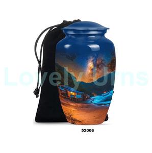 Meilleure vente Urne de crémation galaxie en aluminium noir pour adultes pour cendres humaines Grande urne funéraire décorative avec sac en velours gratuit - Product Image 6