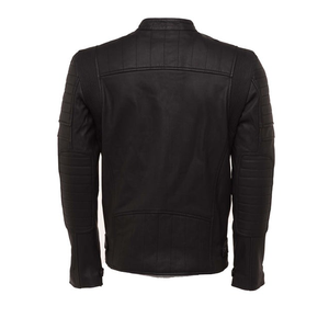 OEM Factory-Made Men's Winter Bomber Jacket Dark Black Cowhide Leather Zipper Heated Casual Waterproof Plus Size Breathable - Product Image 4