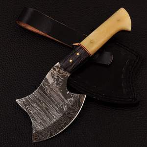 Couteaux de chef couperet personnalisés de qualité supérieure faits à la main couteau de cuisine de chef à haute teneur en carbone manche en bois avec étui en cuir - Product Image 5