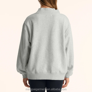 Sudadera de Cuello Alto Personalizada con Logotipo, Estilo Urbano, Hombros Caídos, Bordada, de Felpa, Holgada, para Mujer - Product Image 3