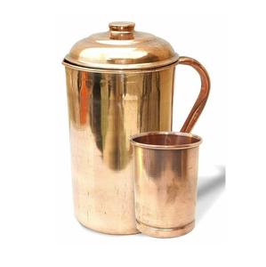 Juego de jarras y vasos de cobre puro diseñados para apoyar las costumbres de consumo saludables y aportar un encanto clásico a la vida diaria. - Product Image 4