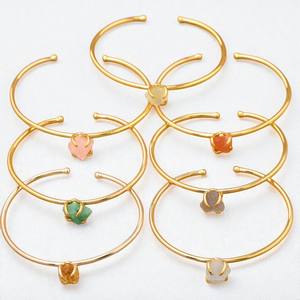 Brazalete de piedra natal de fluorita cruda-Brazalete de plata 925 sólida para mujer-Joyería de brazalete hecha a mano - Product Image 2