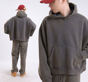 Sweat à capuche pour hommes personnalisé Fabricant de sweat à capuche imprimé lourd bouffant LOGO personnalisé 350gsm Boxy Blank Hoodie Hommes Coton Surdimensionné Polaire - Product Image 4