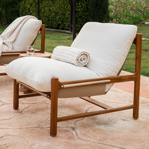 Ngoài Trời Sân Vườn Biệt Thự Nhà Hàng Đồ Nội Thất Phòng Chờ Ghế Với Ottoman Tự Nhiên Tếch Với Kết Hợp Đệm-Hasa - Product Image 1