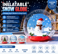 Globe de neige gonflable de Noël grandeur nature de 10 pieds, cabine photo géante en PVC transparent avec toile de fond imprimée
