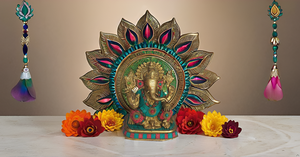 Handcrafted Brass Ganesha <b>Statue</b> <b>Religious</b> Sculpture of Ganesh Lord Ganpati for Wedding/Birthday Pooja/Temple Decor Inlay Work - Product Image 4