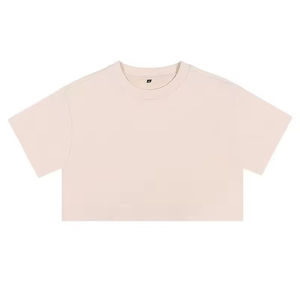 Camiseta de Verano para Mujer, Cuello en V, Manga Corta, Corte Holgado, 100% Algodón, Tejido de Punto, Diseño Sólido, Bordado Personalizado - Product Image 5