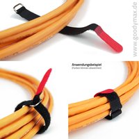 Attache-câble noire avec anneau métallique, fourniture d'usine, sangle de câble à boucle et crochet avec boucles, 100% nylon, bandes à boucle et crochet
