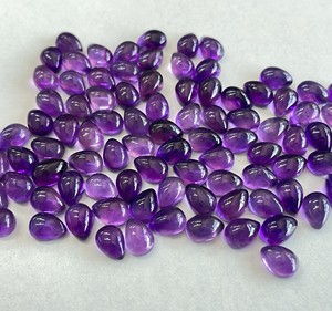 Pera amatista natural 4x6mm a cabujón Parte posterior plana-Amatista suelta Piedra preciosa de alta calidad - Product Image 6