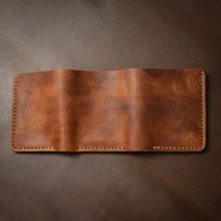 Dompet Kulit Asli Awet Model Vintage Pendek Anti RFID dengan Branding Kustom untuk Pria LWM-0035