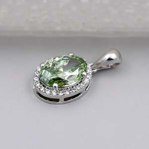 Pendentif élégant en diamant vert taille ovale certifié IGI, bijoux élégants pour femmes, pendentifs en diamant pour tous les jours, collection de breloques - Product Image 5