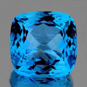 Gemas Mehrajudin, Topacio Azul Cielo Natural de Calidad Superior, Corte Cojín, Hecho a Mano, Gema Suelta de 3 Quilates Encerada/Enrasada - Product Image 1
