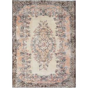 Tapis en laine noués à la main de grande taille, style vintage, motif médaillon rouge et orange, pour salon ou couloir - Pae-3265 - Product Image 1