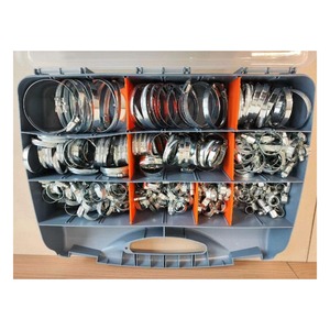 Kit de 285 colliers de serrage de style allemand, colliers métalliques réglables avec étui de rangement - Product Image 1