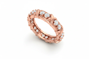 Bague Éternité Luxe Deux Tons avec Diamants en X pour Femme, Idéale pour Mariages, Tenues Tendance, Cadeaux et Usage Quotidien Élégant - Product Image 3